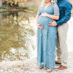 Pinkblush Blue Lace Overlay Maxi